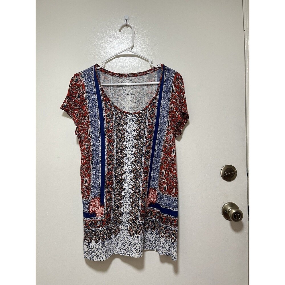 Women’s Lucky Brand Abstract Design Linen And Viscose Blouse Medium